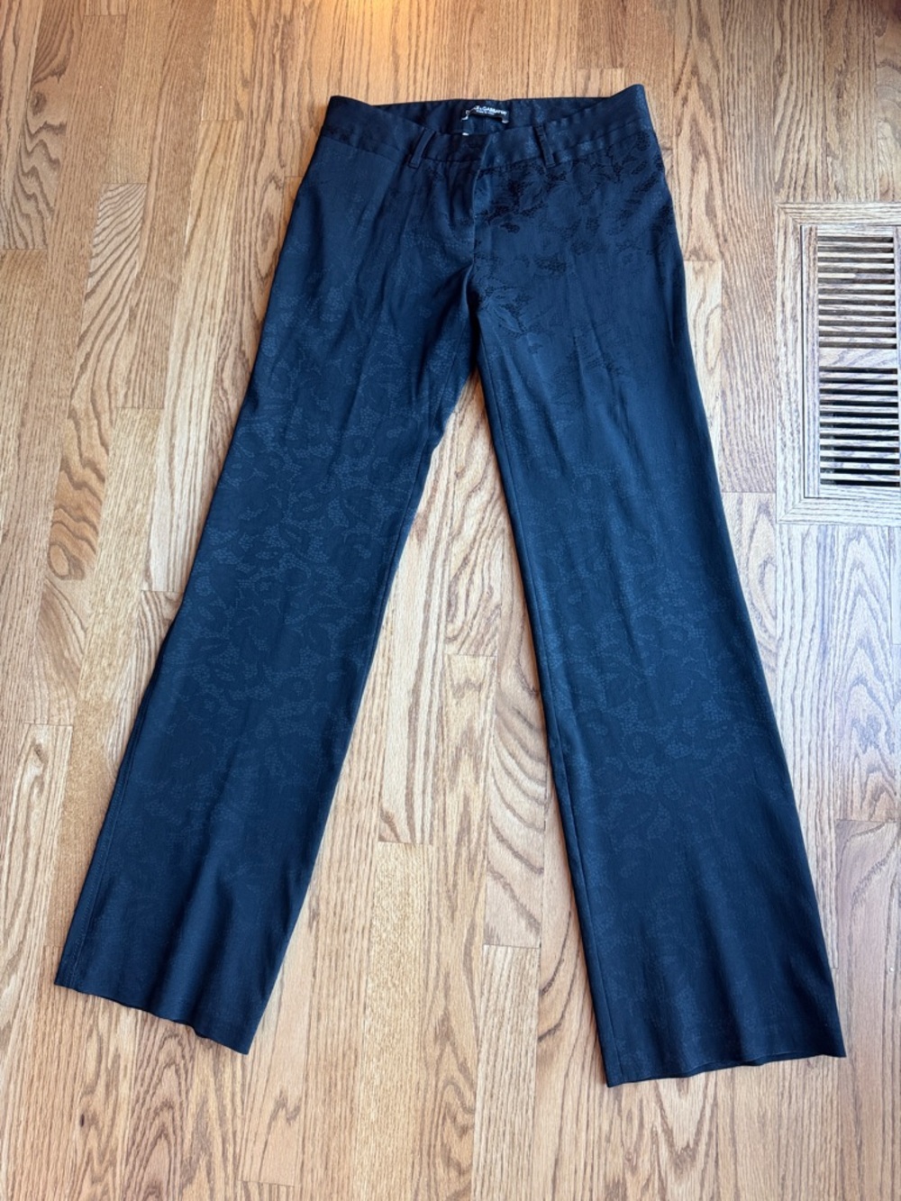 Dolce & Gabbana Black Floral Jacquard Boot Cut Pants
